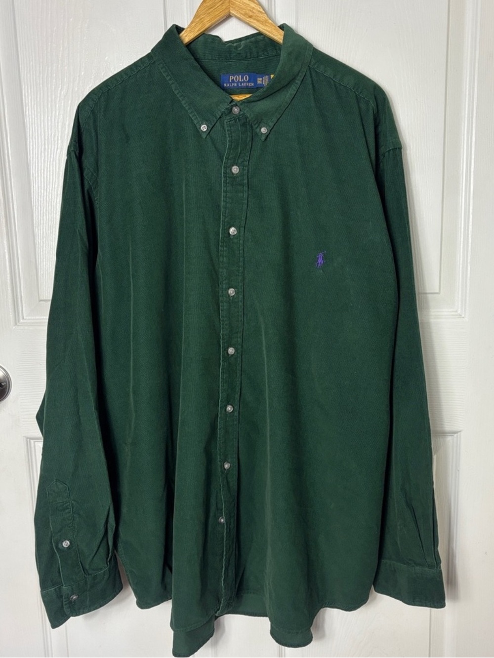 Polo Ralph Lauren Dark Green Corduroy Button-Down Shirt Embroidered Pony 3XB